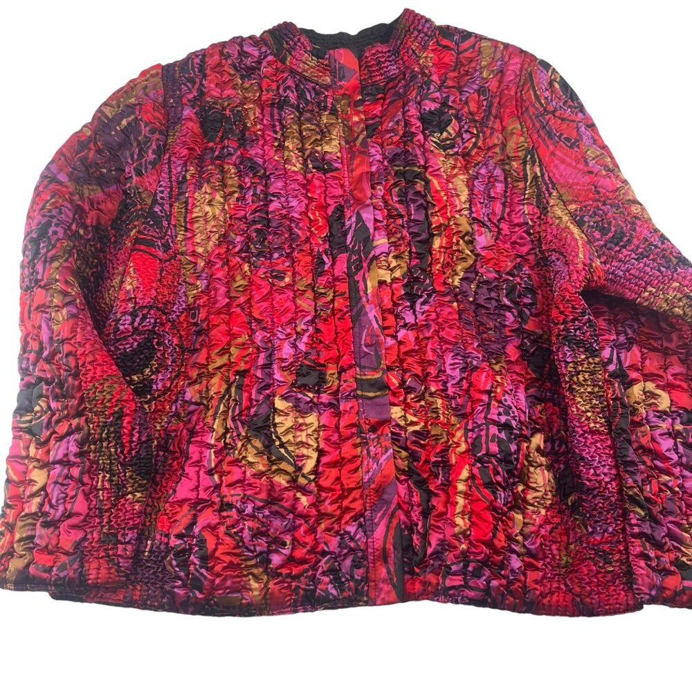 Ruby Rd. Womens Satin Jacket Size 2X‎ Multicolor Textured Design
